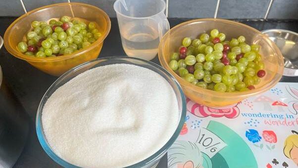 ingredients for gooseberry jam